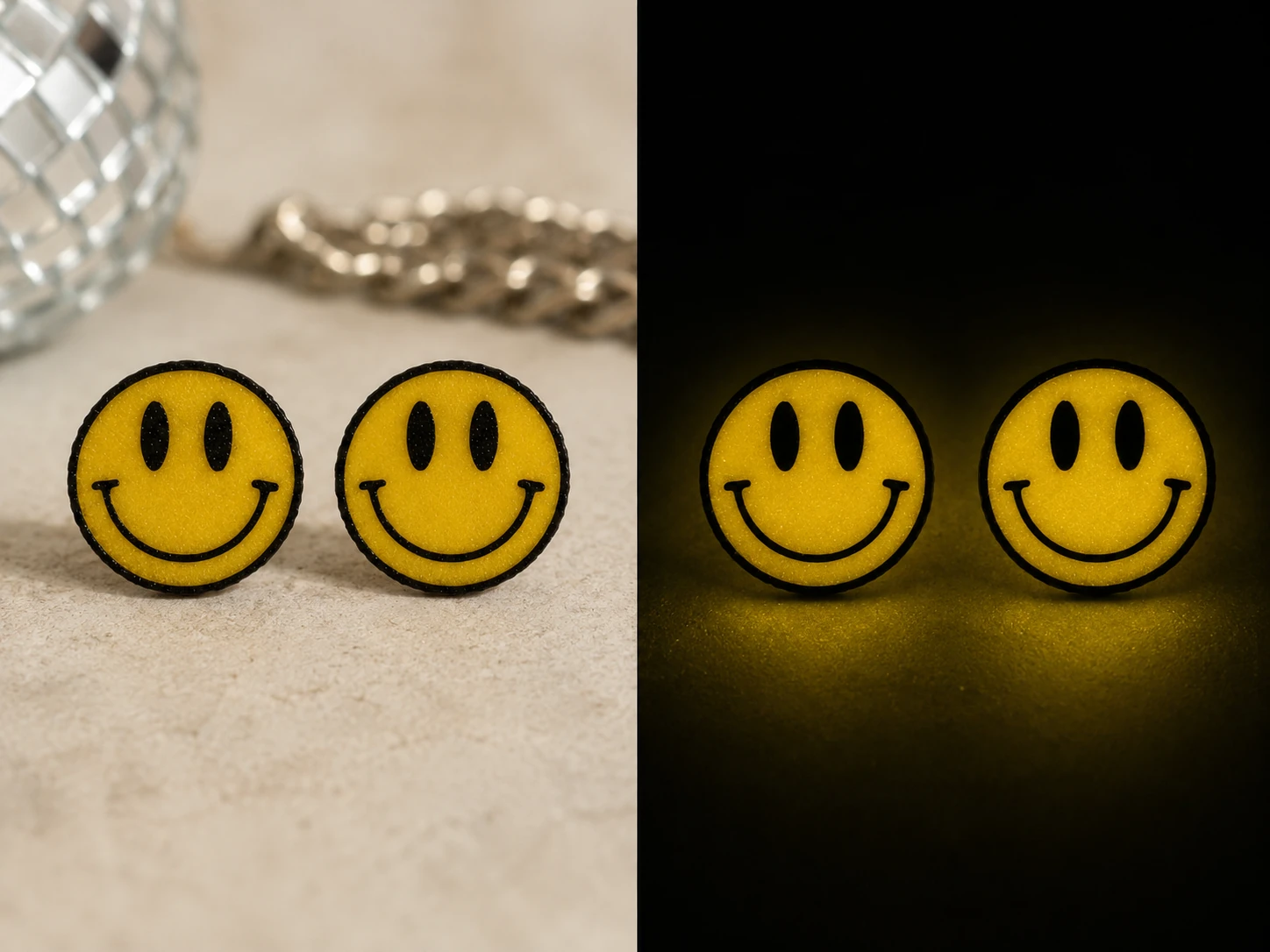 Pendientes Happy Pop con glow amarillo